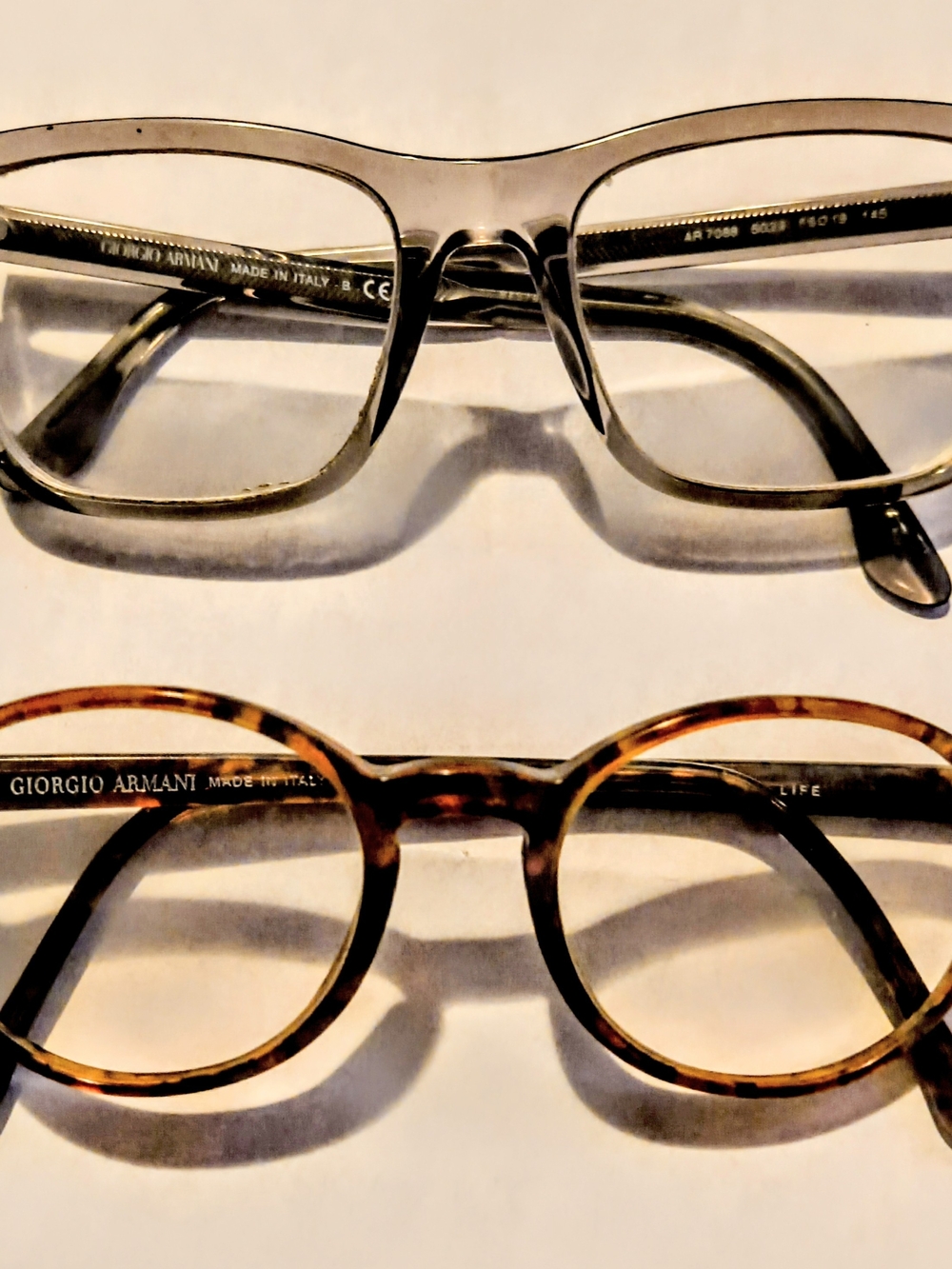 2 pairs Unisex Giorgio Armani Frames ( Clear Gray & Tortoiseshell Brown)